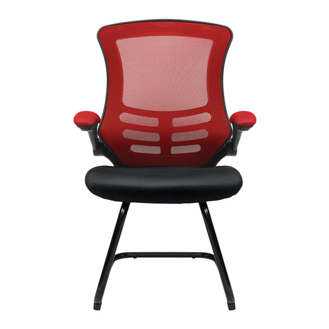 Luna - Designer Medium Back Two Tone Mesh Cantilever Chair with Black Shell, Black Frame and Folding Arms