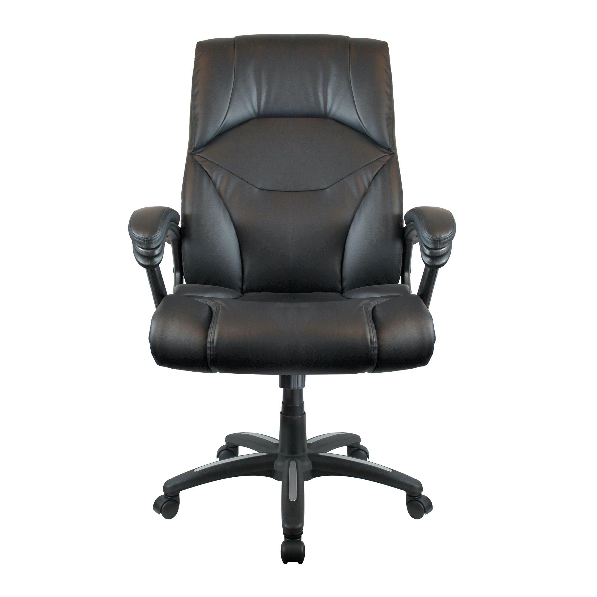 Wellington – High Back Leather Effect Executive Armchair with Silver Detailed Black Nylon Base