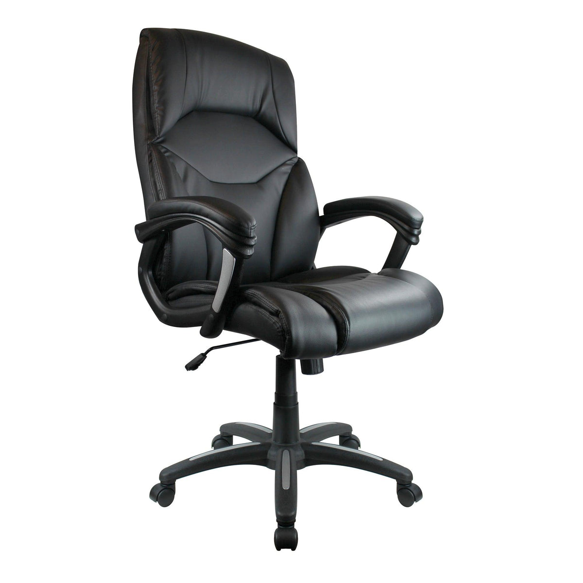 Wellington – High Back Leather Effect Executive Armchair with Silver Detailed Black Nylon Base