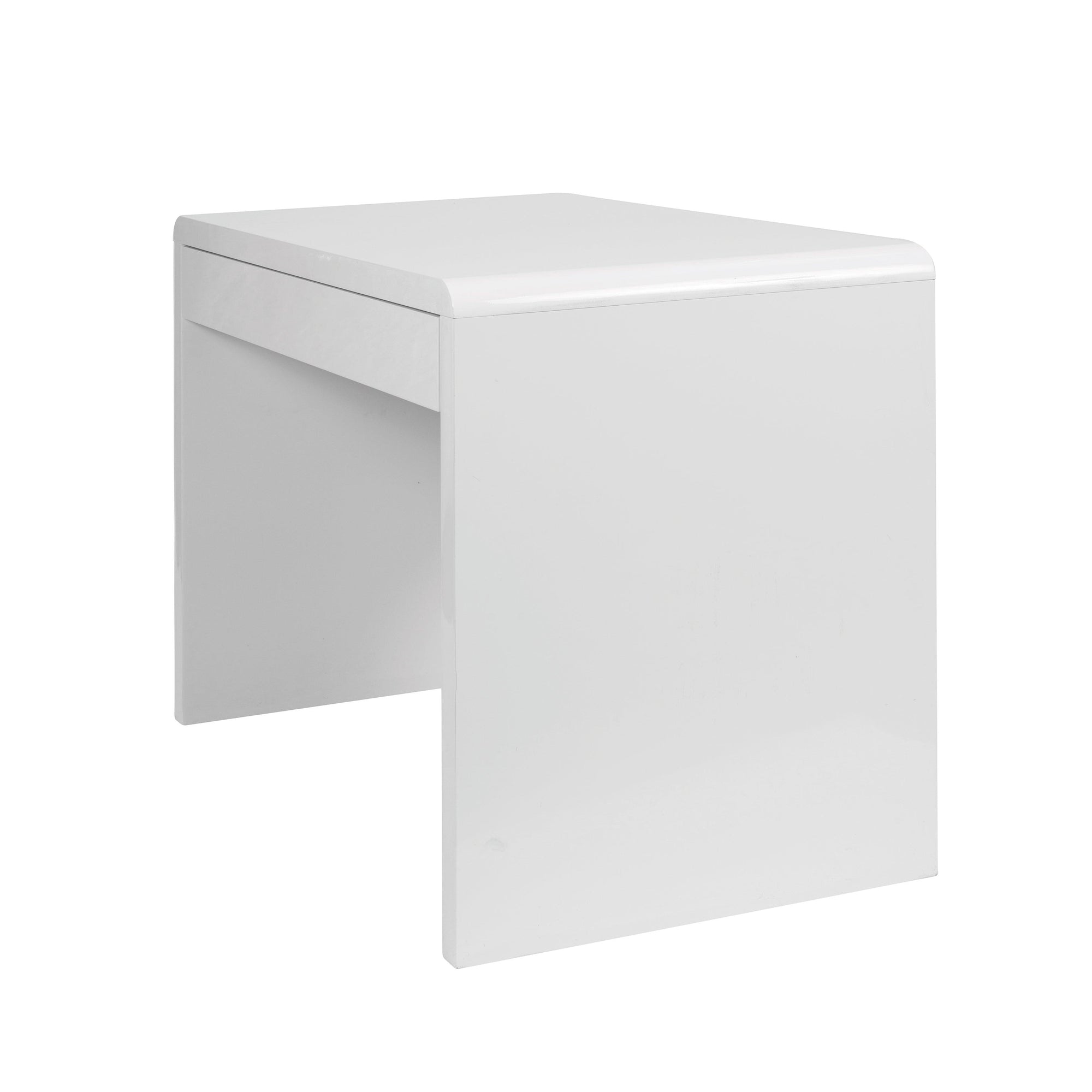 Nordic - Compact and Curvaceous High Gloss Workstation with Spacious Storage Drawer - White High Gloss