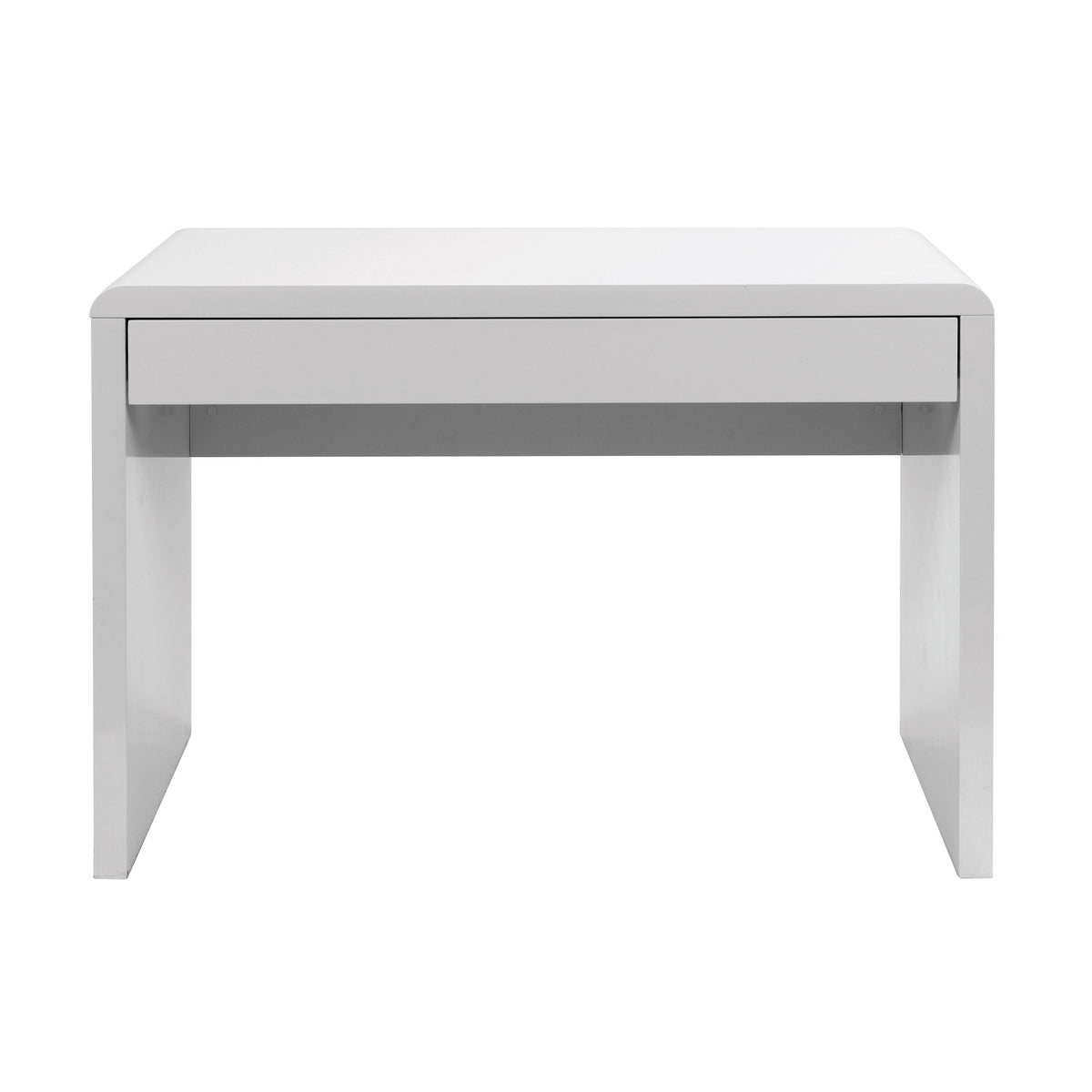 Nordic - Compact and Curvaceous High Gloss Workstation with Spacious Storage Drawer - White High Gloss