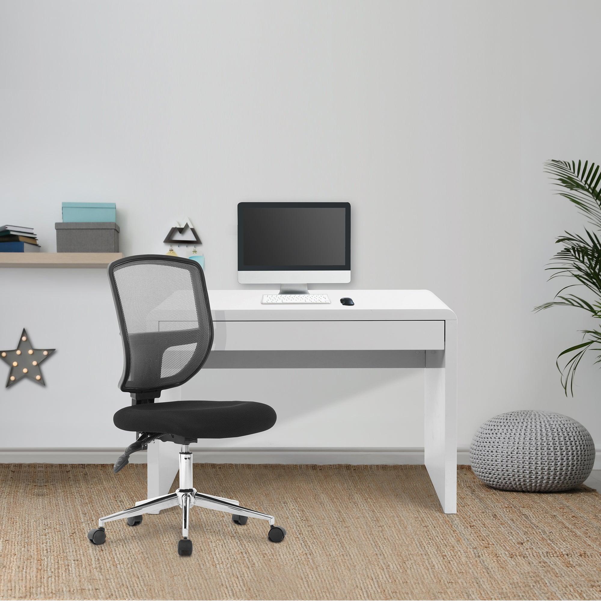 Nordic - Compact and Curvaceous High Gloss Workstation with Spacious Storage Drawer - White High Gloss