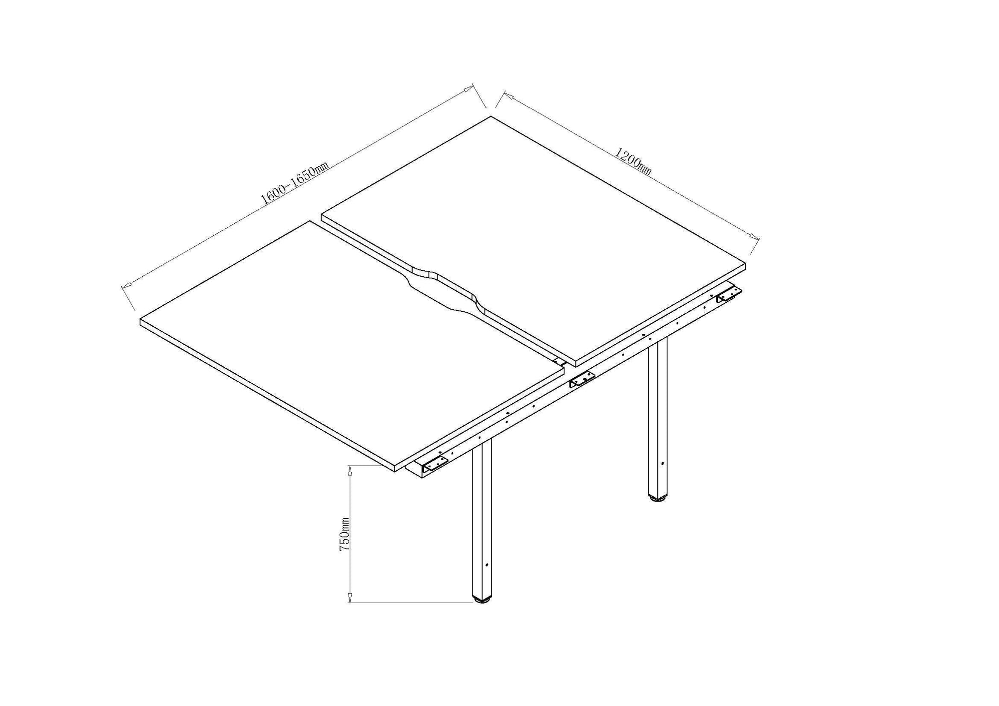 Evolve Plus B2B Bench Desk - 2 Person Extension Kit