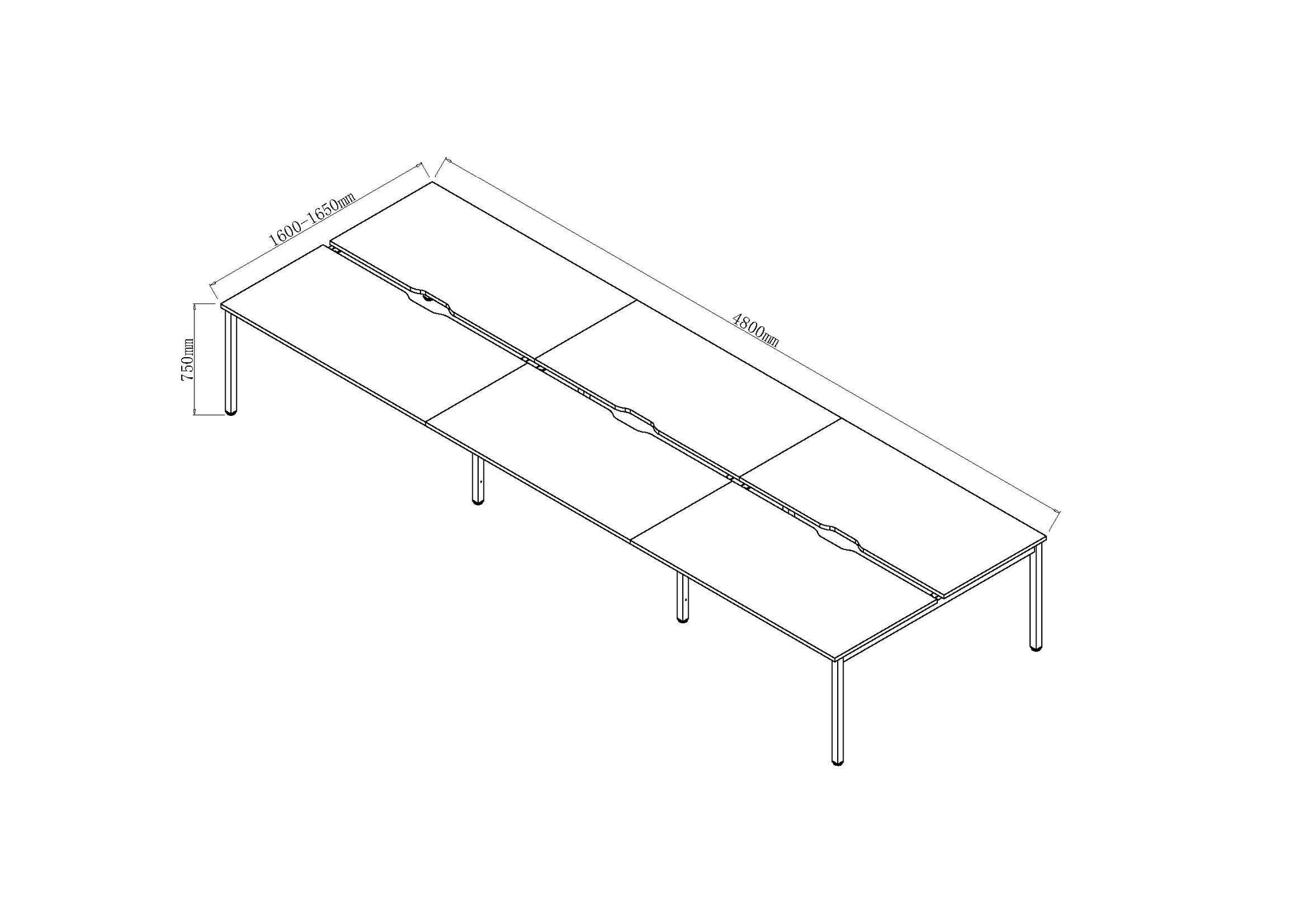 Evolve Plus B2B Bench Desk - 6 Person