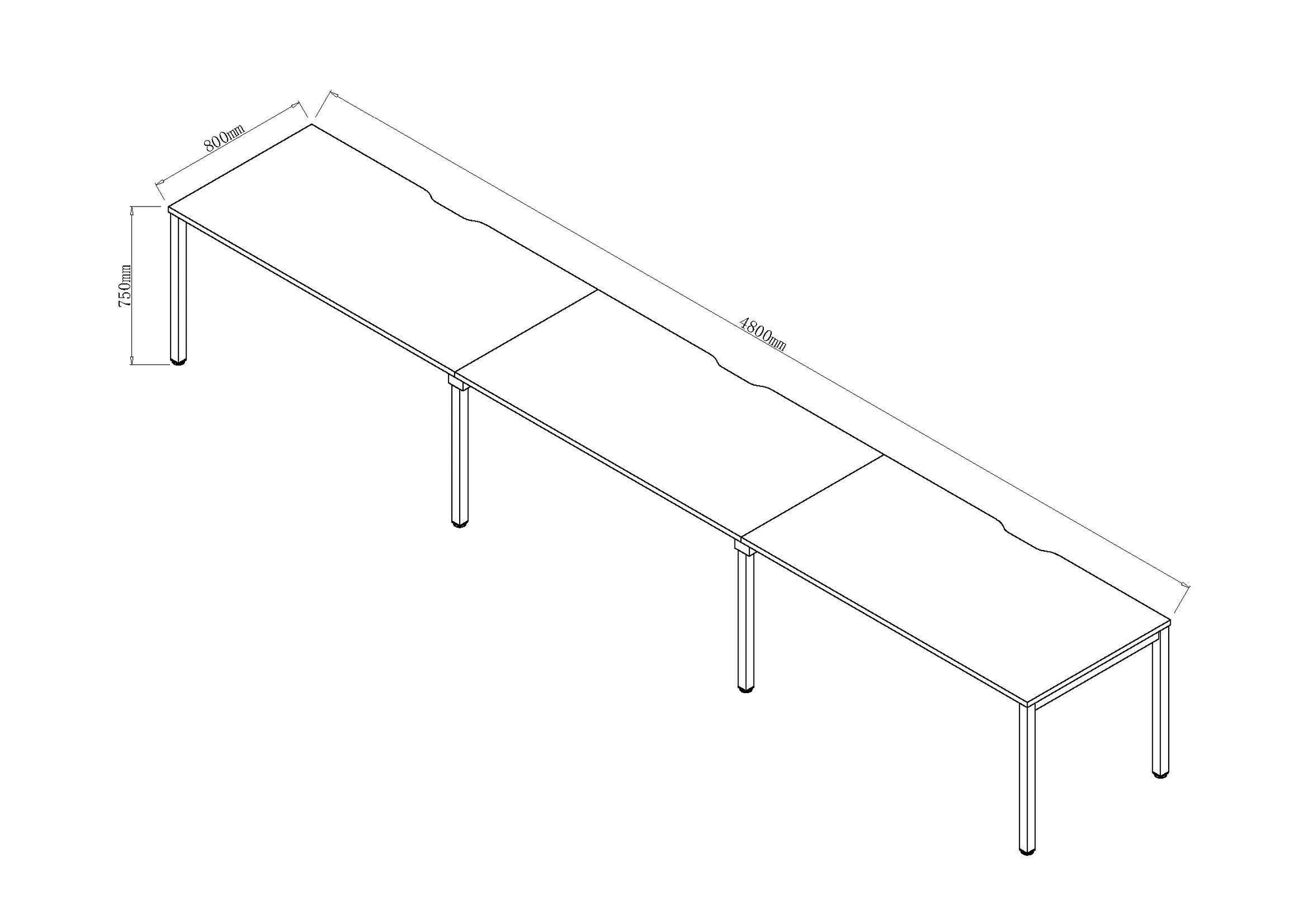 Evolve Plus Single Row Bench Desk - 3 Person