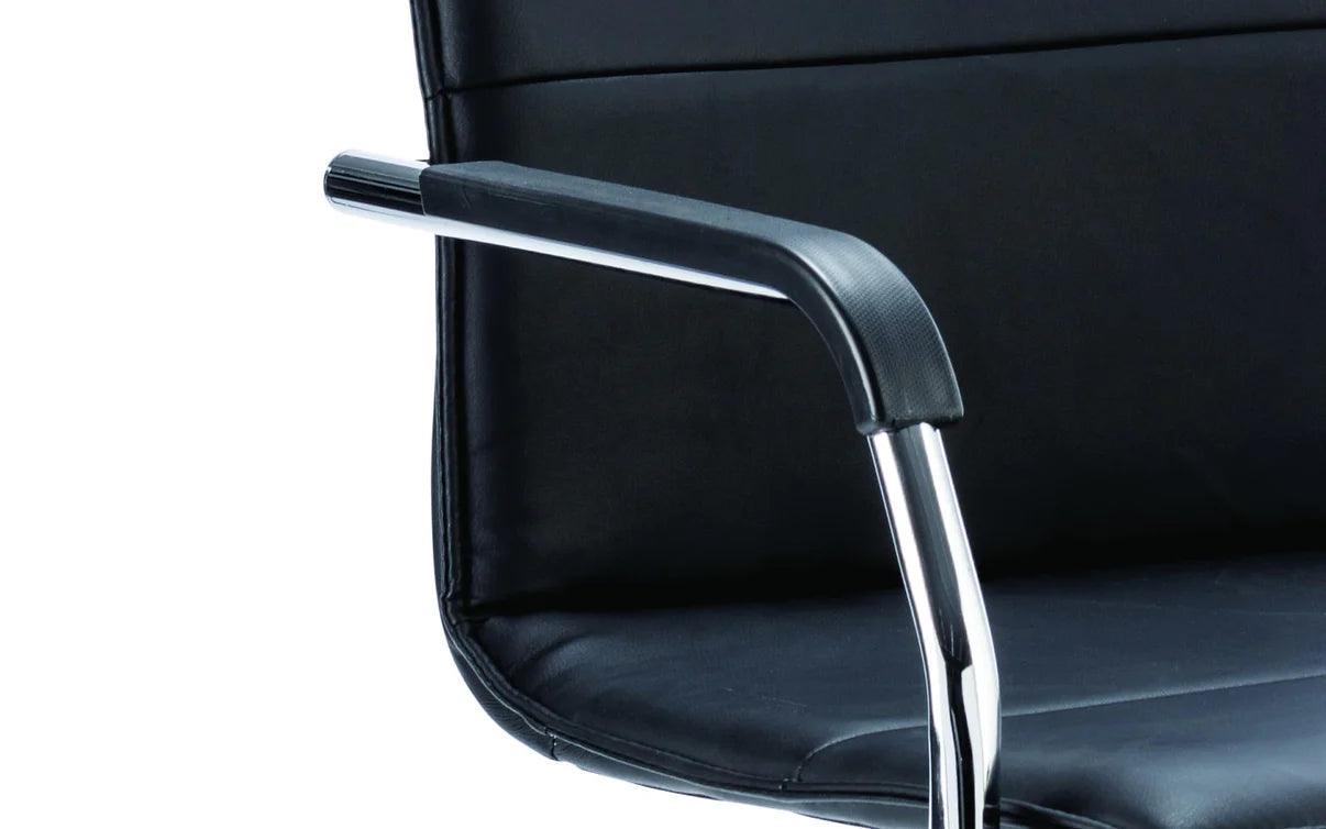 Echo Medium Back Leather Cantilever Visitor Chair with Arms