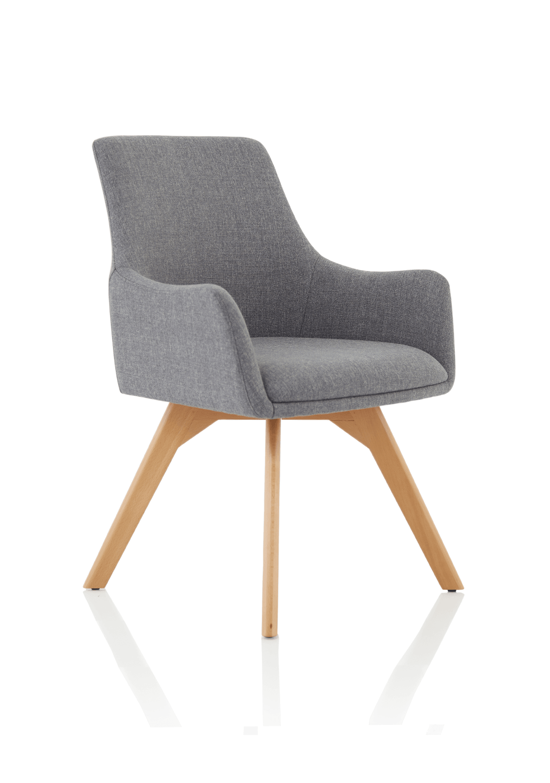 Carmen Grey Fabric Wooden Leg Visitor Chair