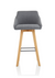 Carmen Grey Fabric Wooden Leg High Stool Chair