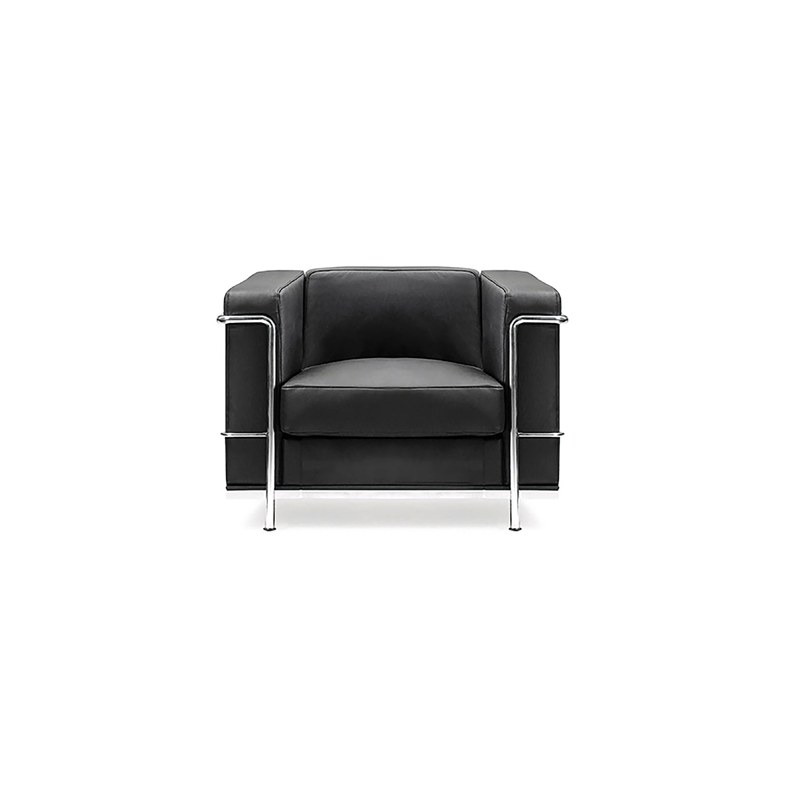 Belmont - Contemporary Cubed Leather Faced Reception Chair with Stainless Steel Frame and Integrated Leg Supports