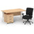 Impulse 1400mm Cantilever Straight Desk With Mobile Pedestal and Chiro Medium Back Black Operator Chair