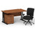 Impulse 1400mm Cantilever Straight Desk With Mobile Pedestal and Chiro Medium Back Black Operator Chair