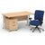 Impulse 1400mm Cantilever Straight Desk With Mobile Pedestal and Chiro Medium Back Blue Operator Chair