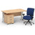 Impulse 1400mm Cantilever Straight Desk With Mobile Pedestal and Chiro Medium Back Blue Operator Chair