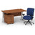 Impulse 1400mm Cantilever Straight Desk With Mobile Pedestal and Chiro Medium Back Blue Operator Chair