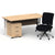 Impulse 1600mm Cantilever Straight Desk With Mobile Pedestal and Chiro Medium Back Black Operator Chair