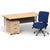 Impulse 1600mm Cantilever Straight Desk With Mobile Pedestal and Chiro Medium Back Blue Operator Chair