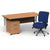 Impulse 1800mm Cantilever Straight Desk With Mobile Pedestal and Chiro Medium Back Blue Operator Chair