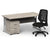 Impulse 1600mm Cantilever Straight Desk With Mobile Pedestal and Relay Black Back Operator Chair