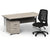 Impulse 1600mm Cantilever Straight Desk With Mobile Pedestal and Relay Black Back Operator Chair