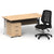 Impulse 1600mm Cantilever Straight Desk With Mobile Pedestal and Relay Black Back Operator Chair