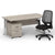 Impulse 1600mm Cantilever Straight Desk With Mobile Pedestal and Relay Silver Back Operator Chair