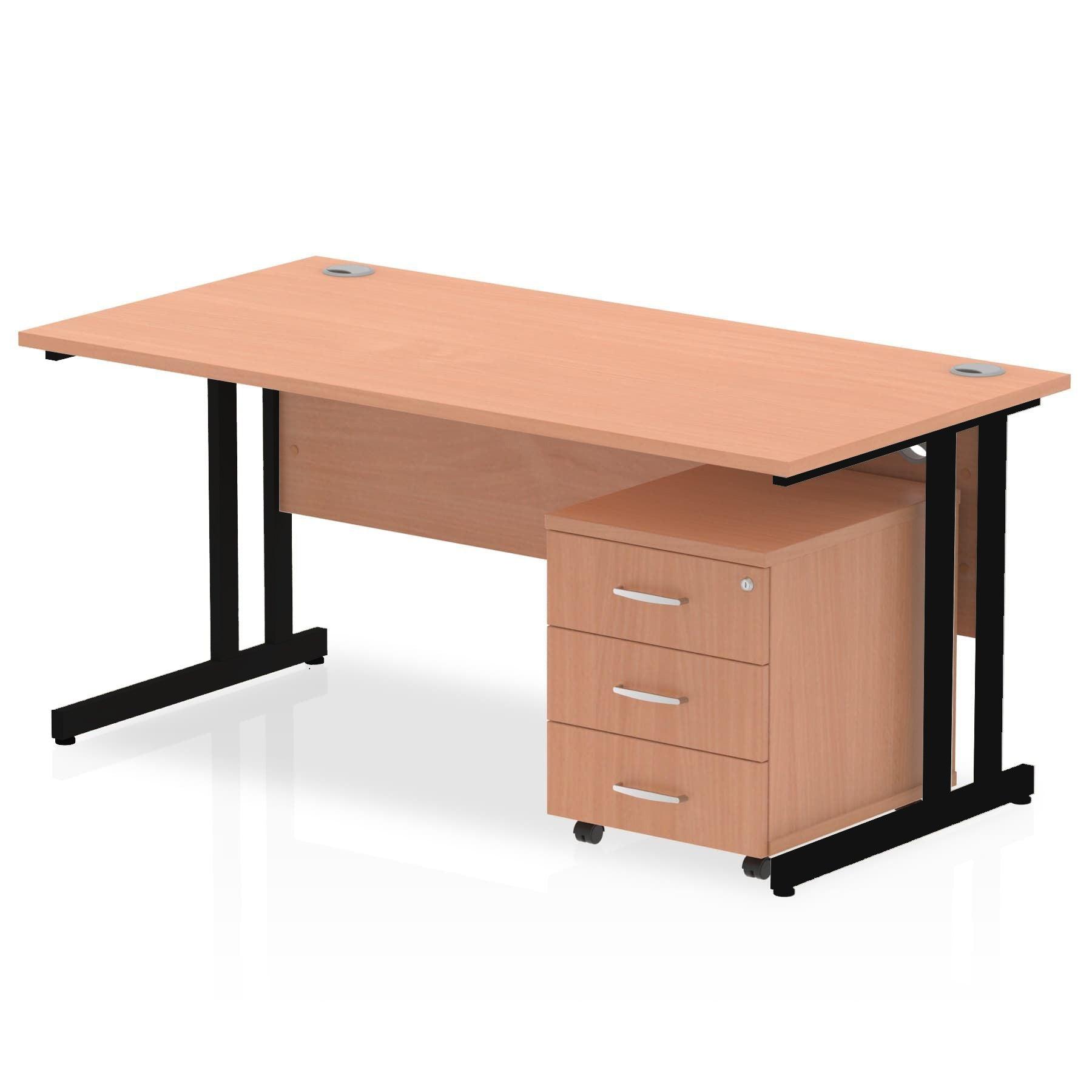 Impulse 1600mm Cantilever Straight Desk With Mobile Pedestal