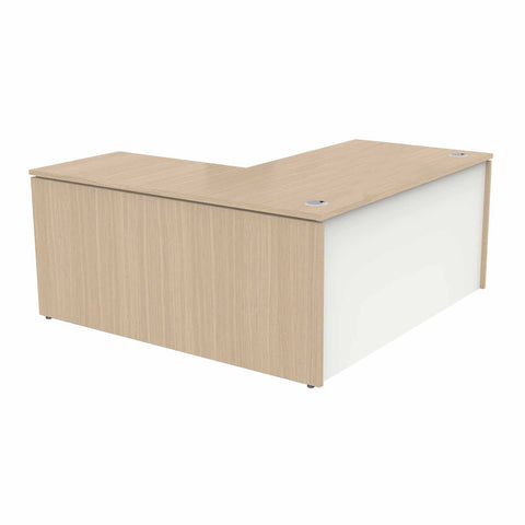 Greeting panel end desk with a return