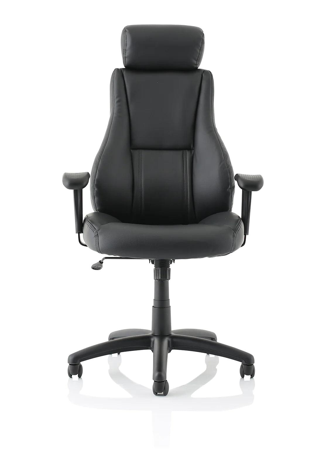 Winsor Medium Back Executive Black Leather Office Chair with Arms