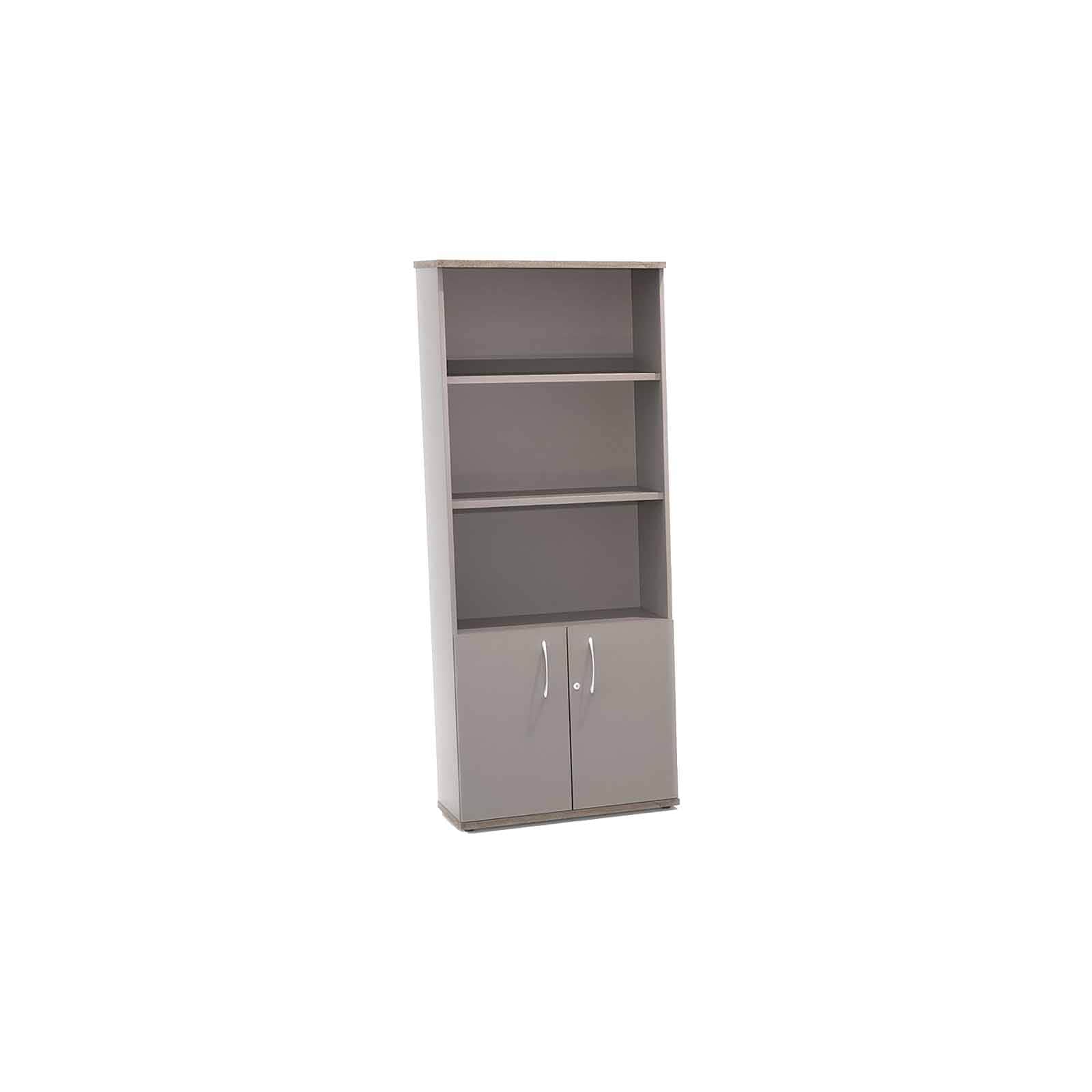 Height-Adjustable Combination Bookcase with Doors