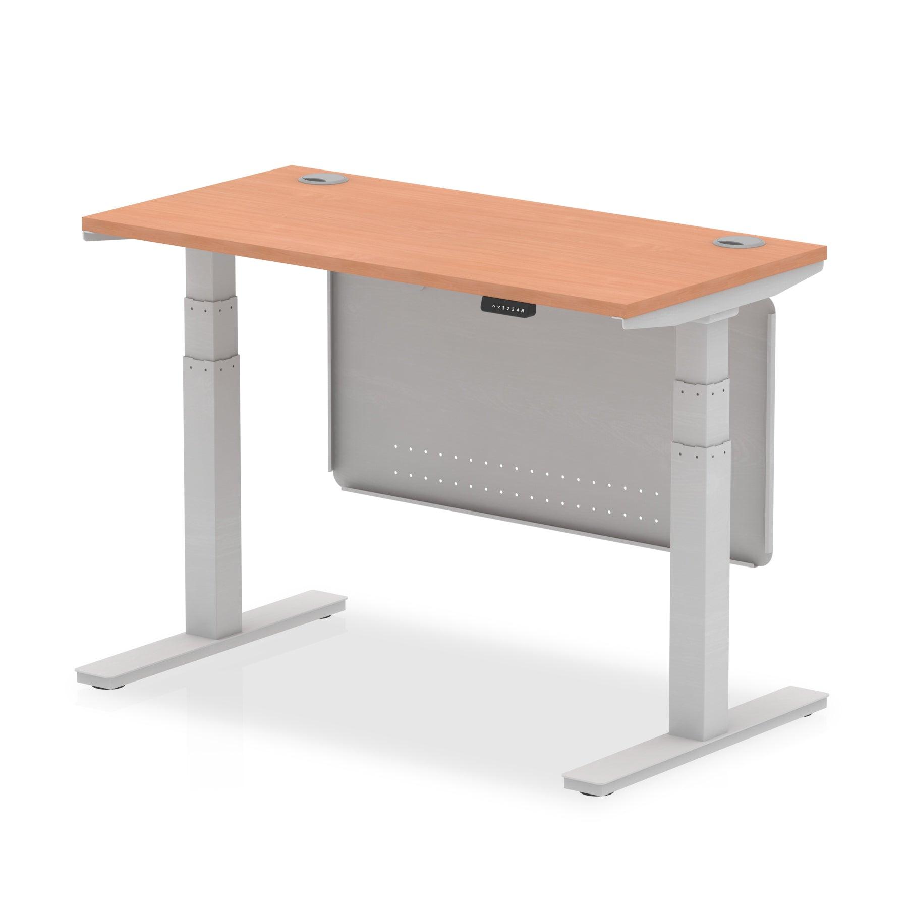 Air Height Adjustable Slimline Desk with Cable Ports with Steel Modesty Panel