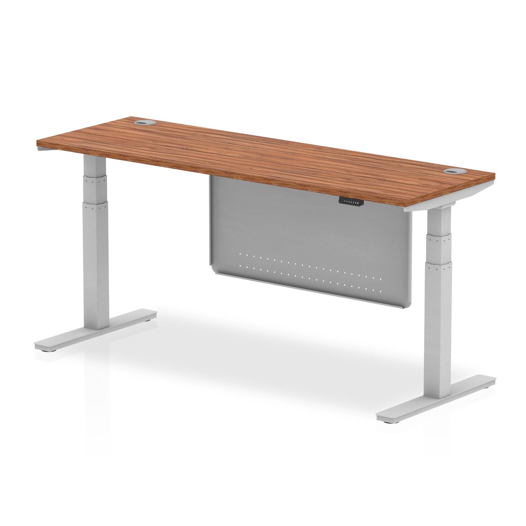 Air Height Adjustable Slimline Desk with Cable Ports with Steel Modesty Panel