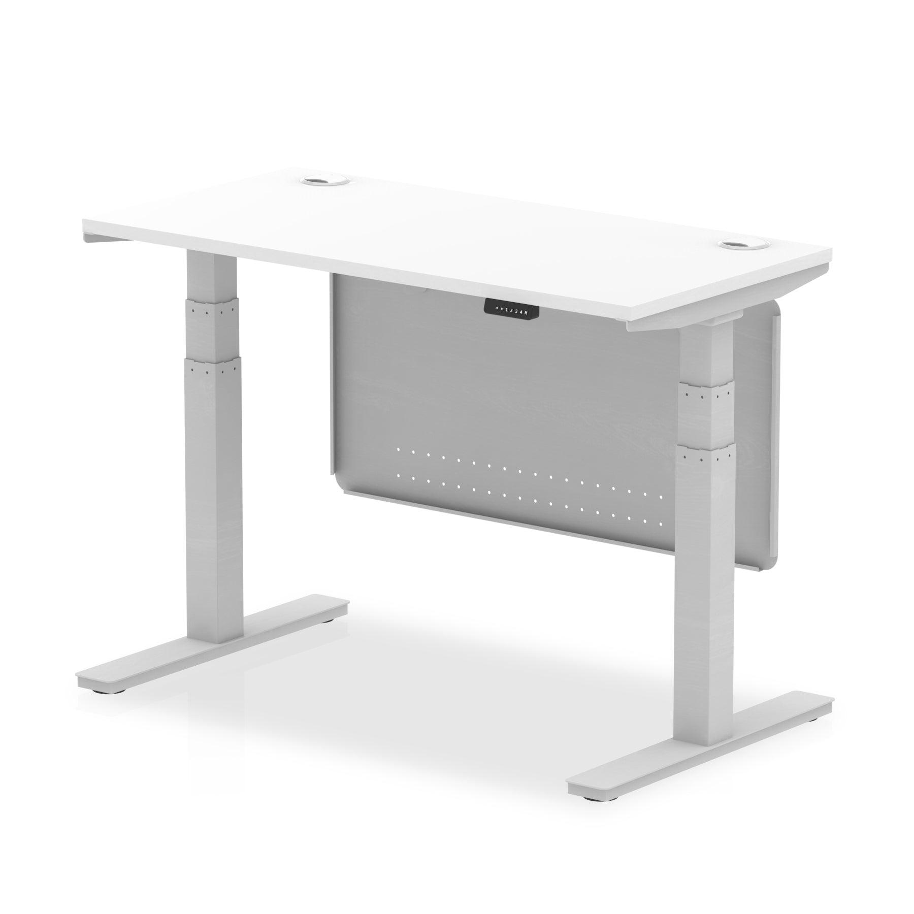 Air Height Adjustable Slimline Desk with Cable Ports with Steel Modesty Panel