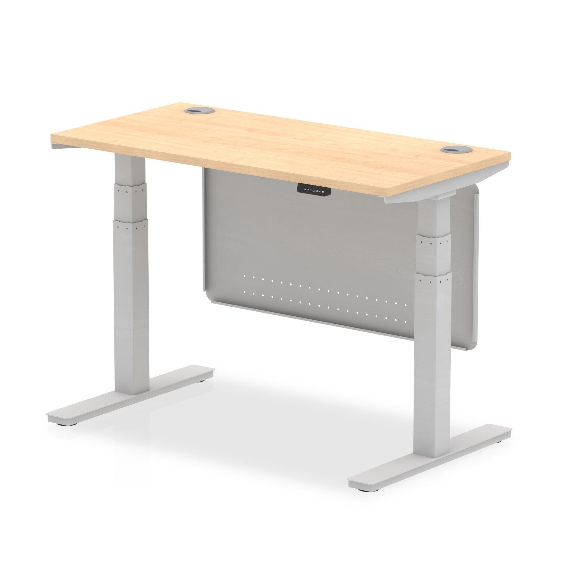 Air Height Adjustable Slimline Desk with Cable Ports with Steel Modesty Panel