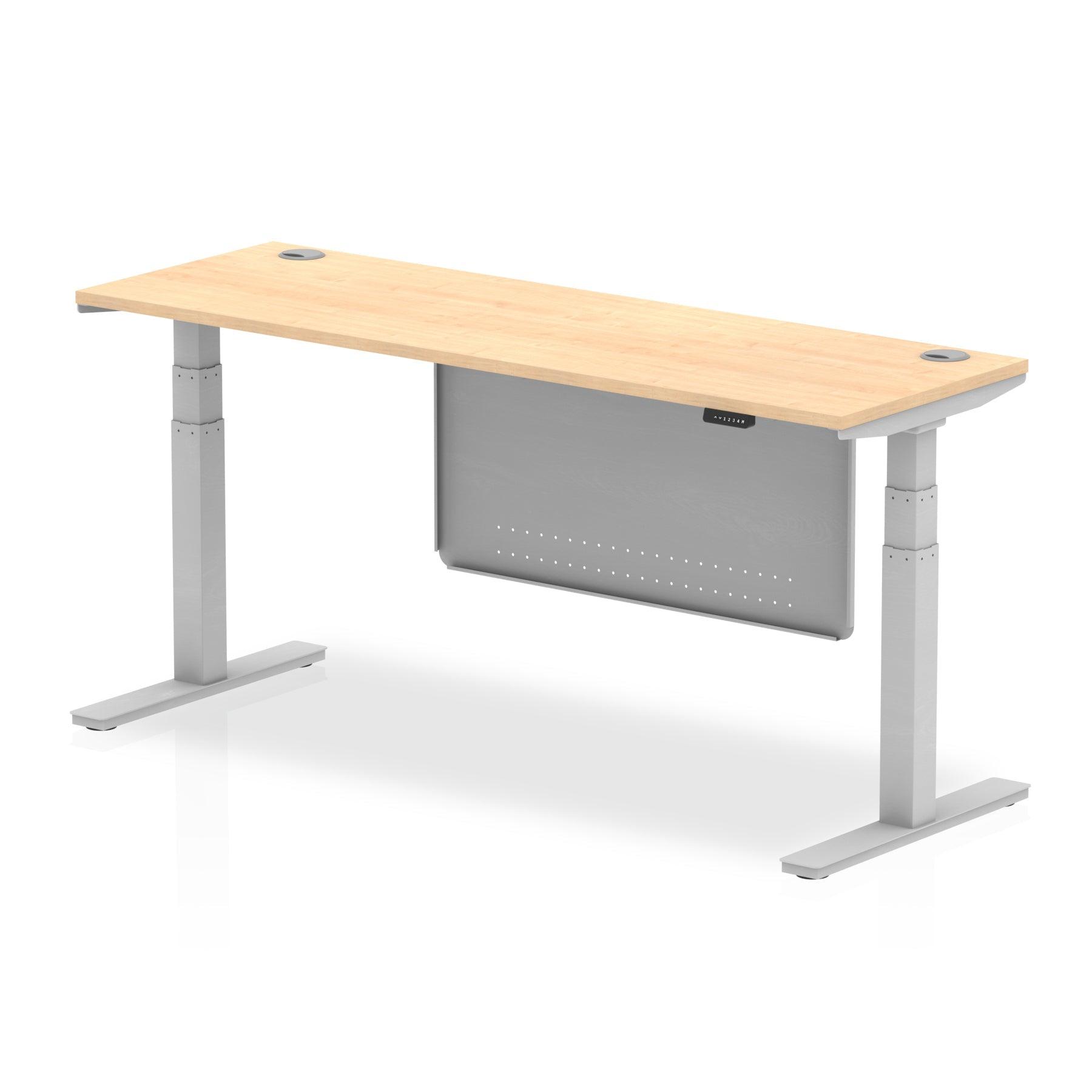 Air Height Adjustable Slimline Desk with Cable Ports with Steel Modesty Panel