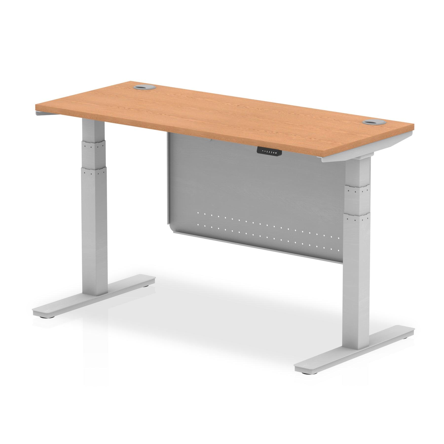 Air Height Adjustable Slimline Desk with Cable Ports with Steel Modesty Panel