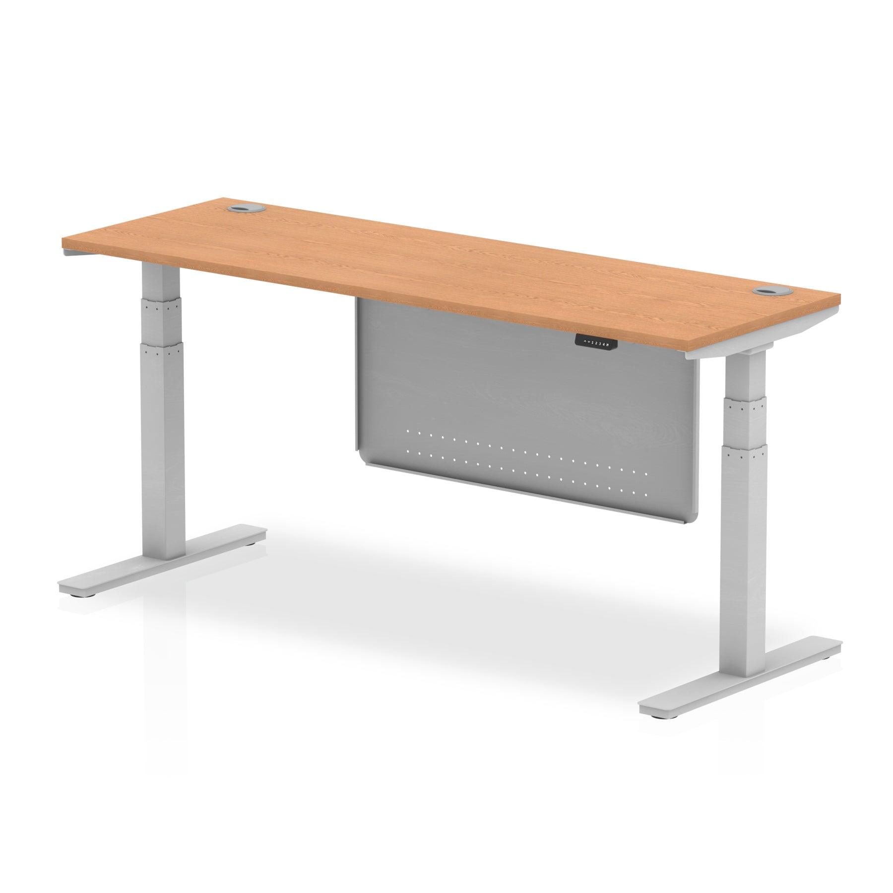 Air Height Adjustable Slimline Desk with Cable Ports with Steel Modesty Panel