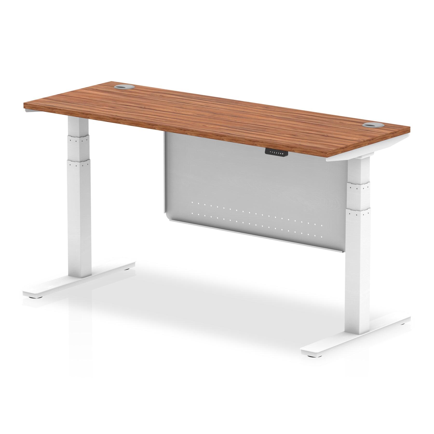 Air Height Adjustable Slimline Desk with Cable Ports with Steel Modesty Panel