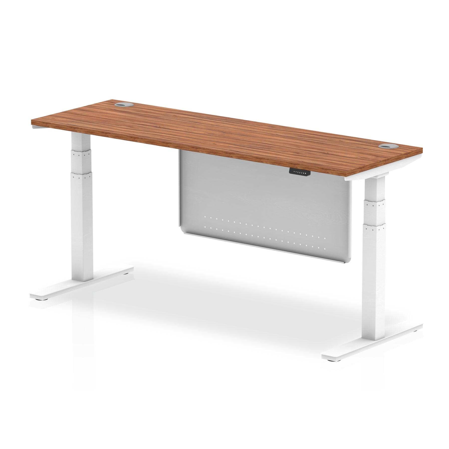 Air Height Adjustable Slimline Desk with Cable Ports with Steel Modesty Panel