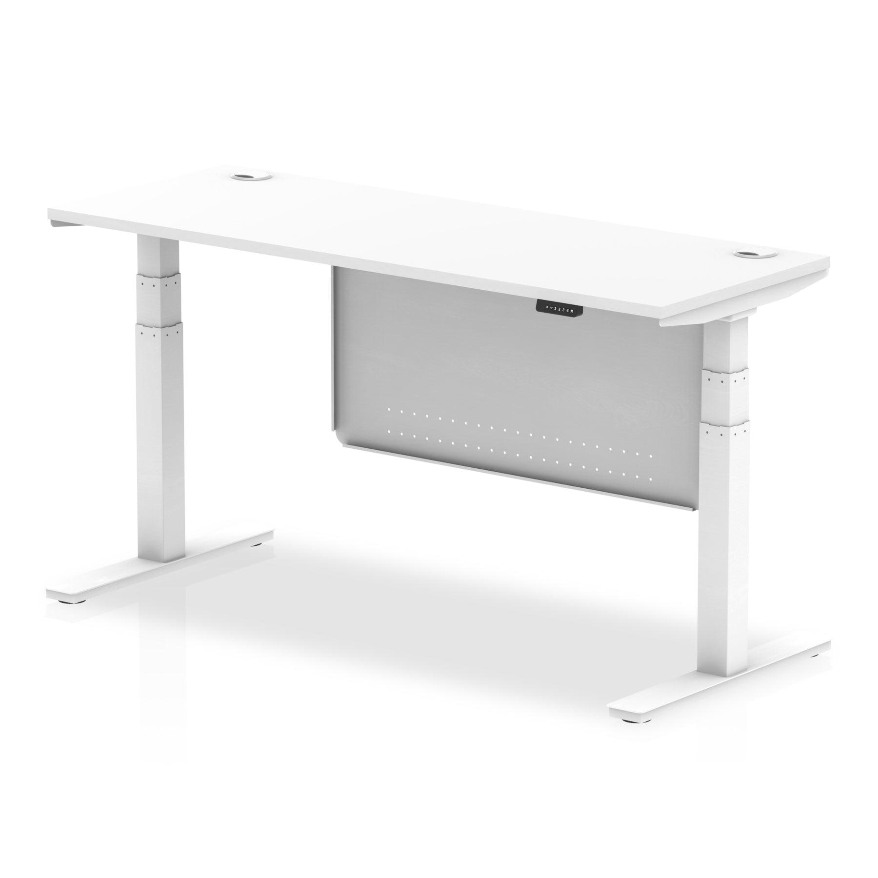 Air Height Adjustable Slimline Desk with Cable Ports with Steel Modesty Panel