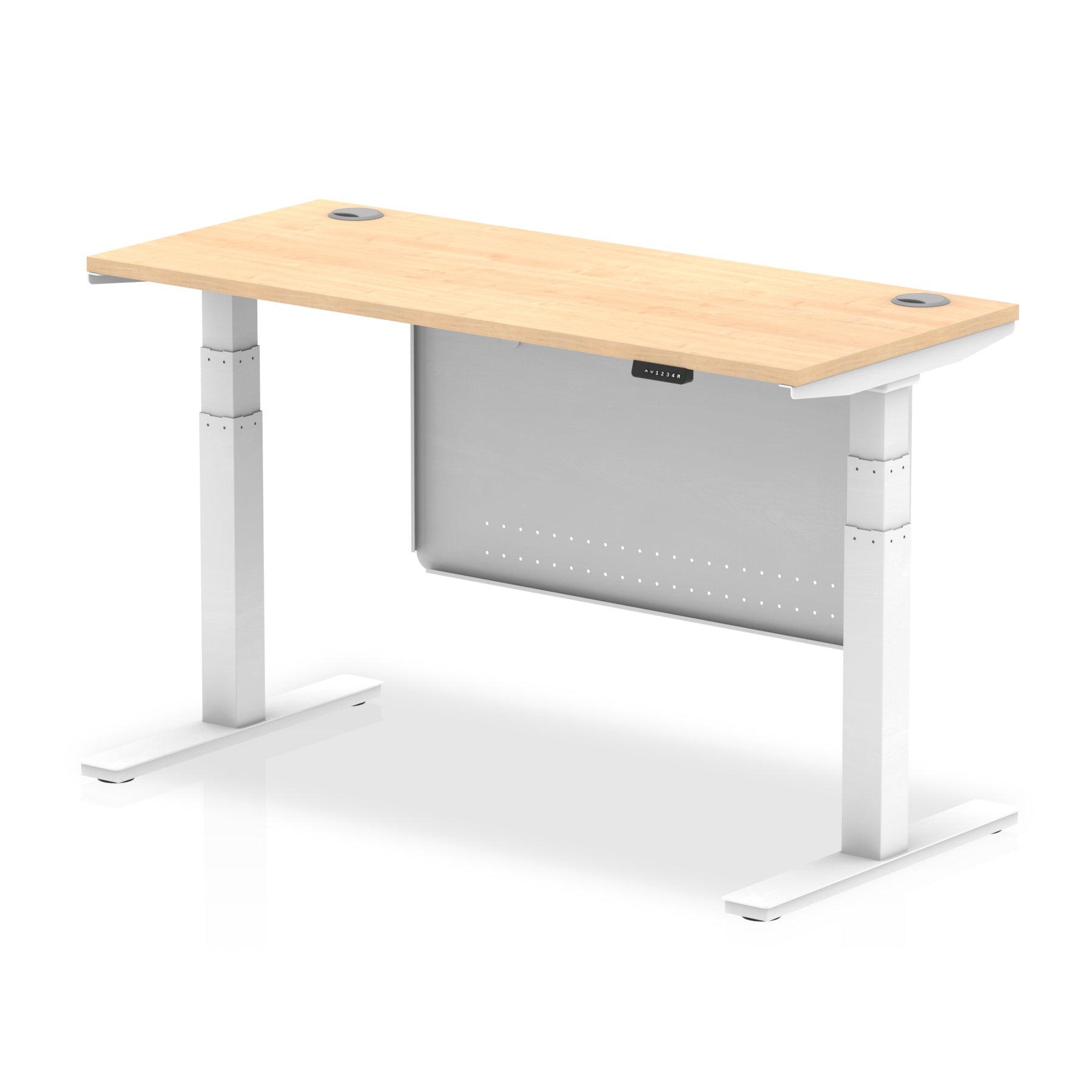 Air Height Adjustable Slimline Desk with Cable Ports with Steel Modesty Panel