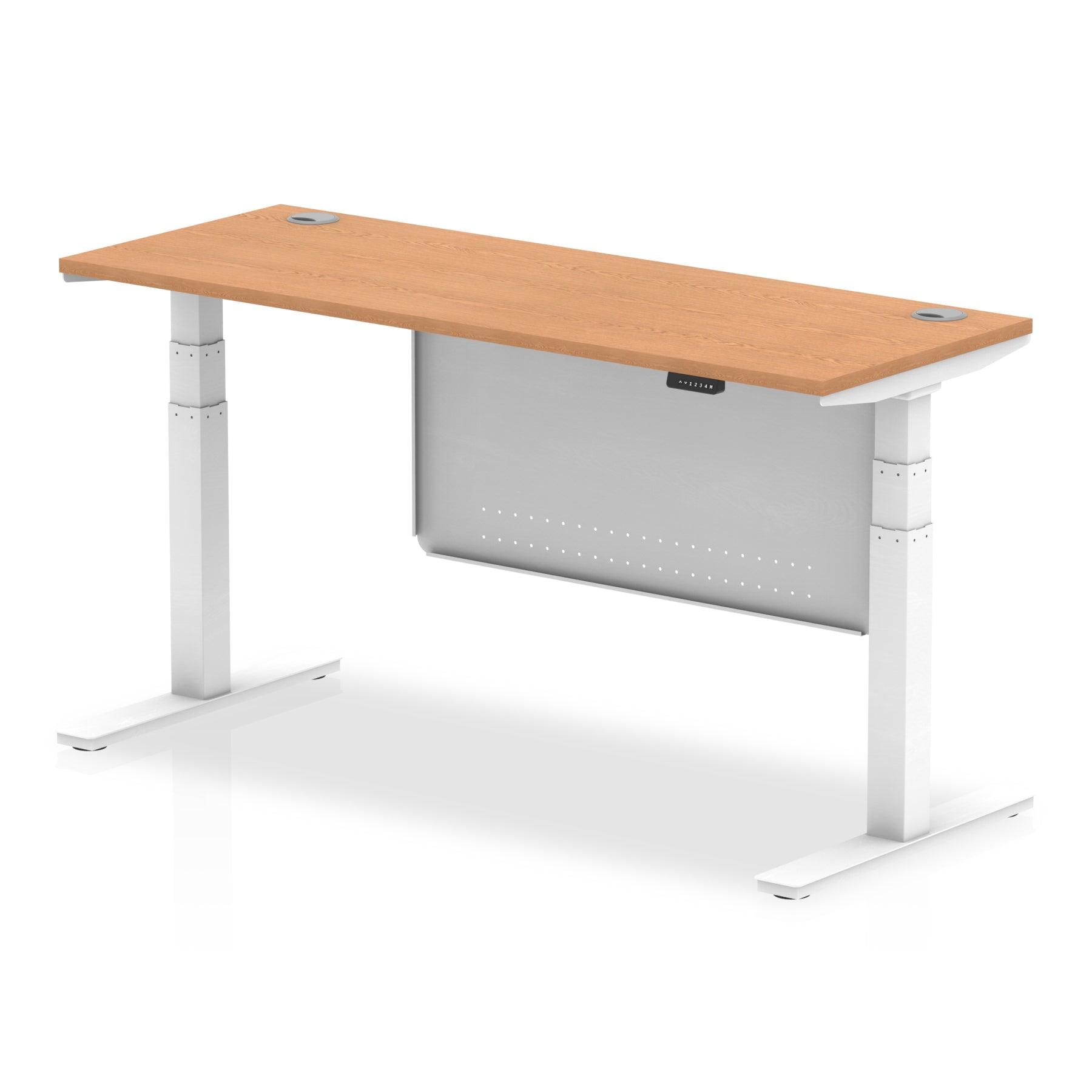 Air Height Adjustable Slimline Desk with Cable Ports with Steel Modesty Panel