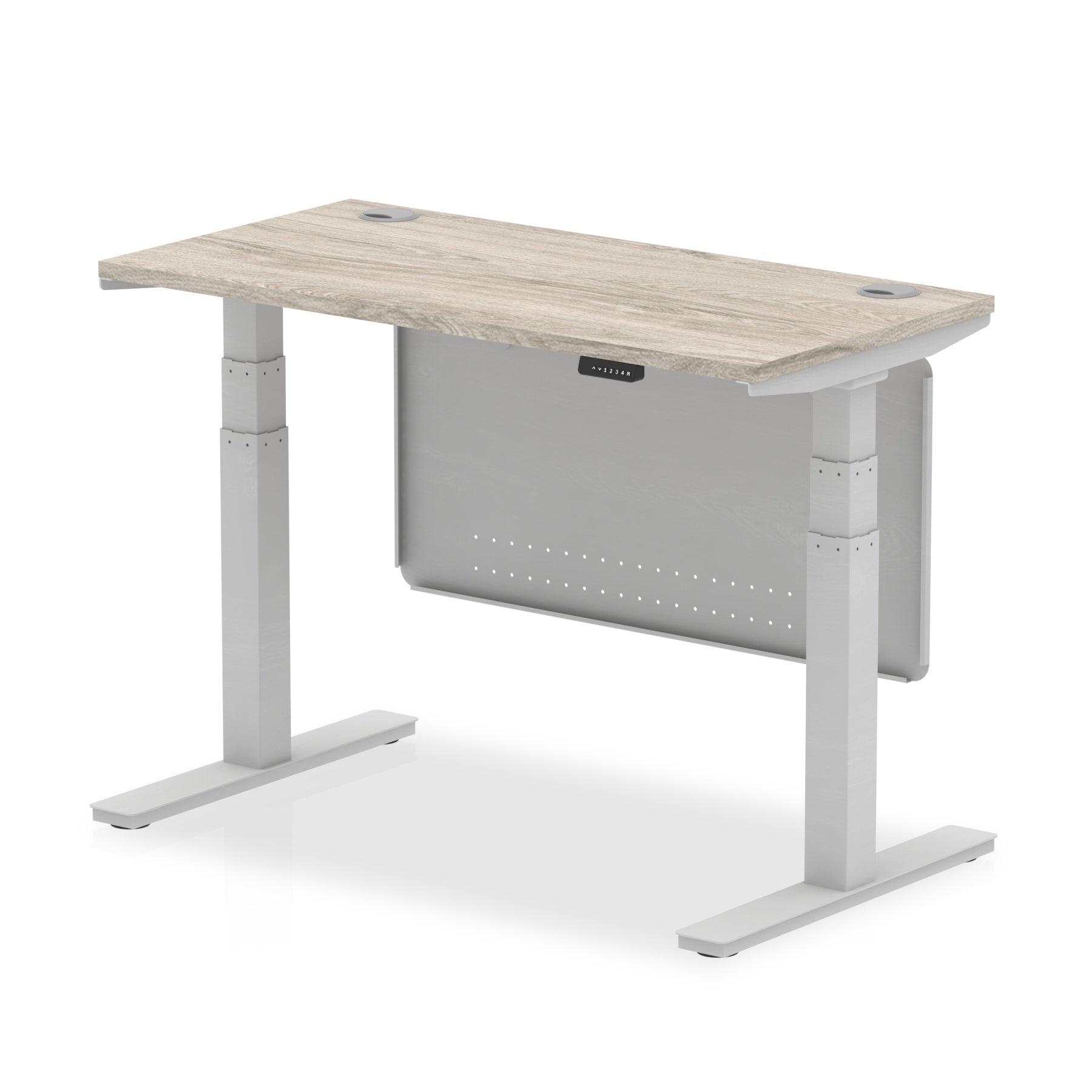 Air Height Adjustable Slimline Desk with Cable Ports with Steel Modesty Panel