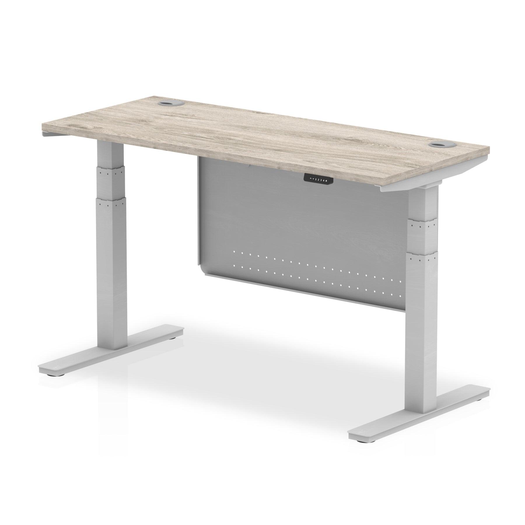 Air Height Adjustable Slimline Desk with Cable Ports with Steel Modesty Panel