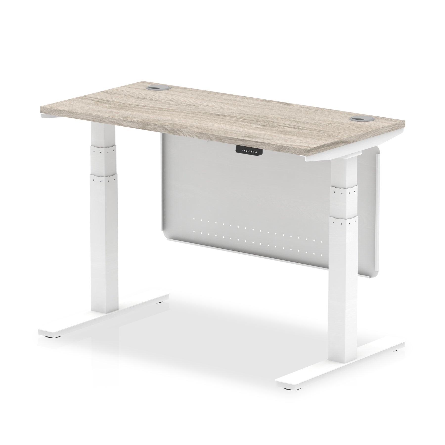 Air Height Adjustable Slimline Desk with Cable Ports with Steel Modesty Panel