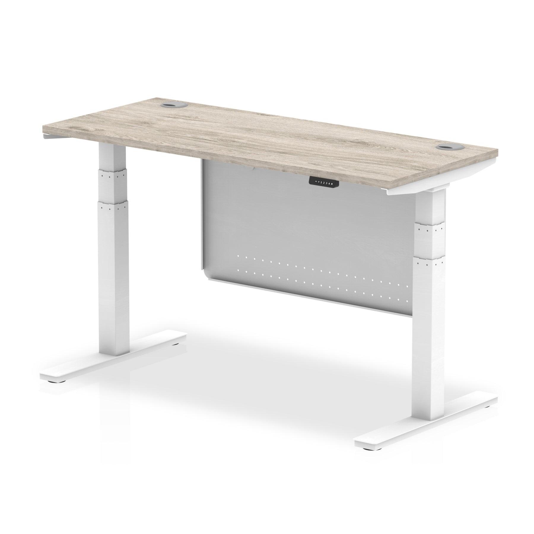 Air Height Adjustable Slimline Desk with Cable Ports with Steel Modesty Panel