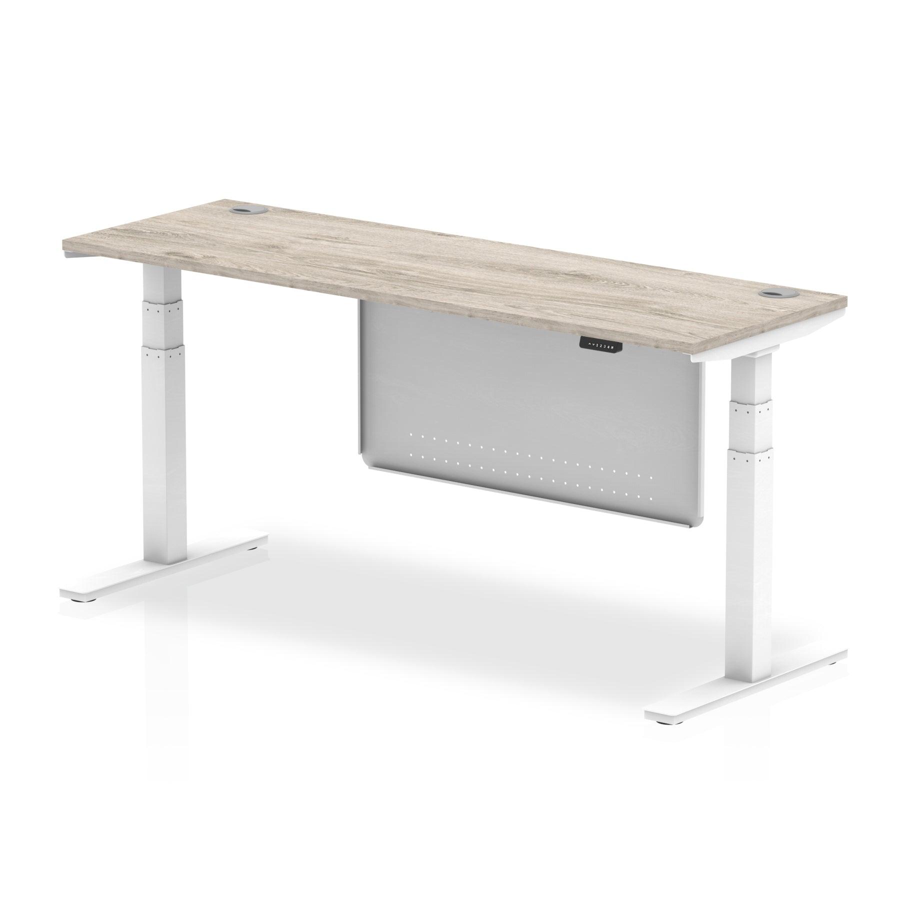 Air Height Adjustable Slimline Desk with Cable Ports with Steel Modesty Panel