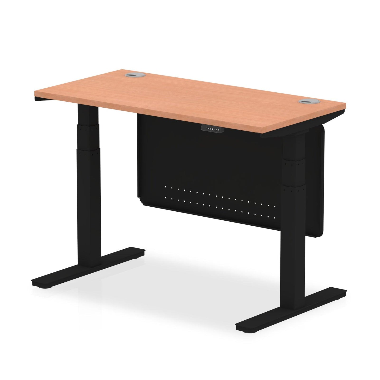 Air Height Adjustable Slimline Desk with Cable Ports with Steel Modesty Panel