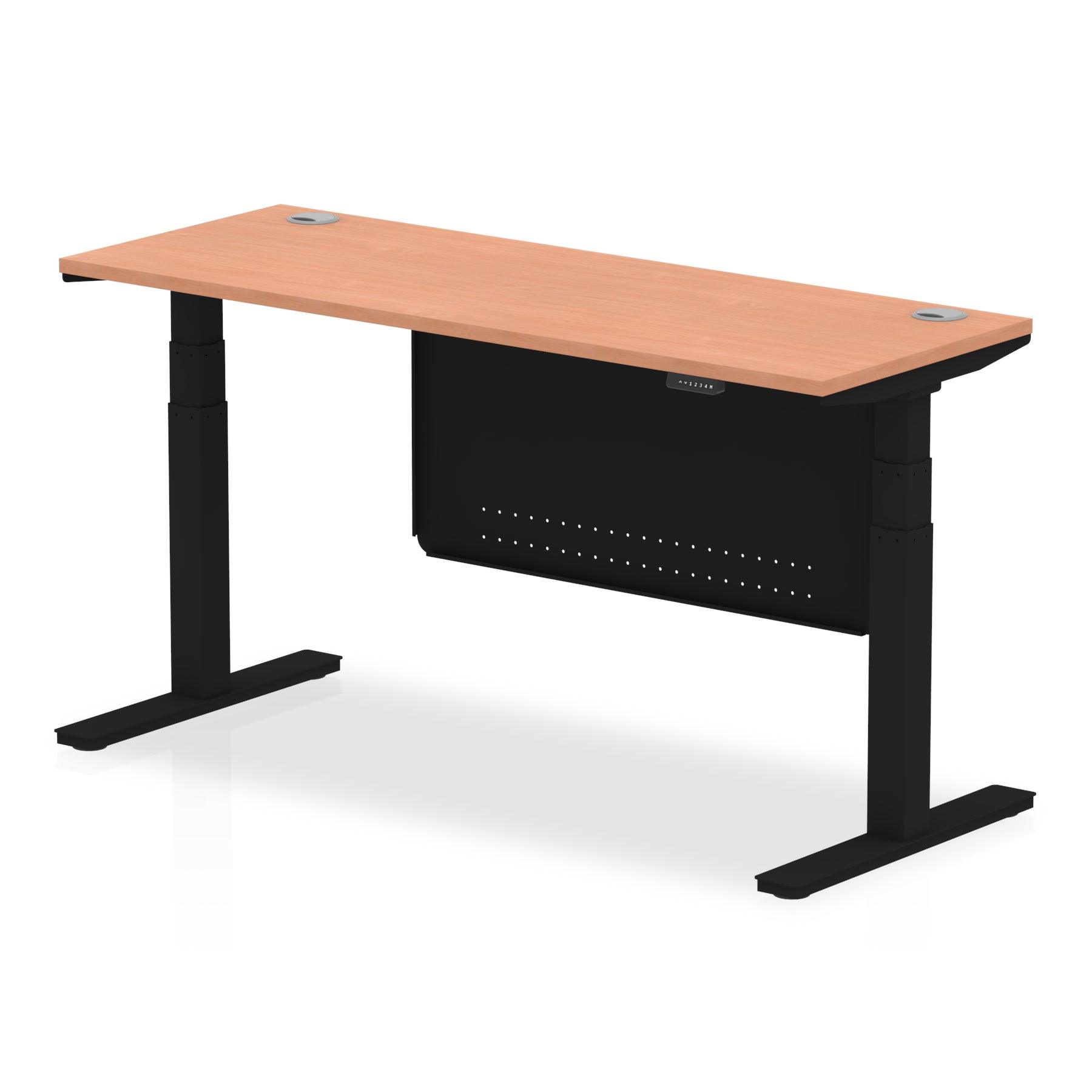 Air Height Adjustable Slimline Desk with Cable Ports with Steel Modesty Panel