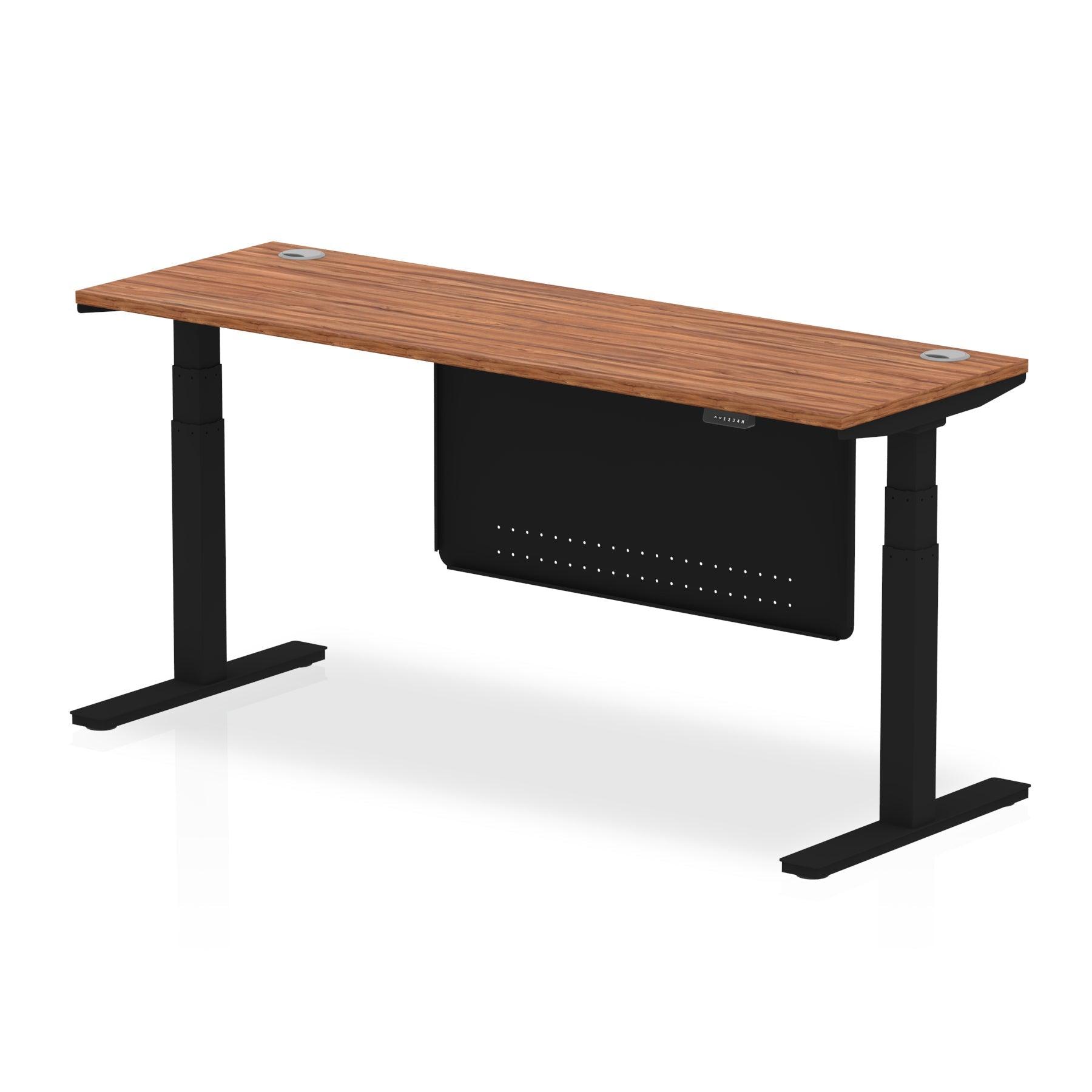 Air Height Adjustable Slimline Desk with Cable Ports with Steel Modesty Panel