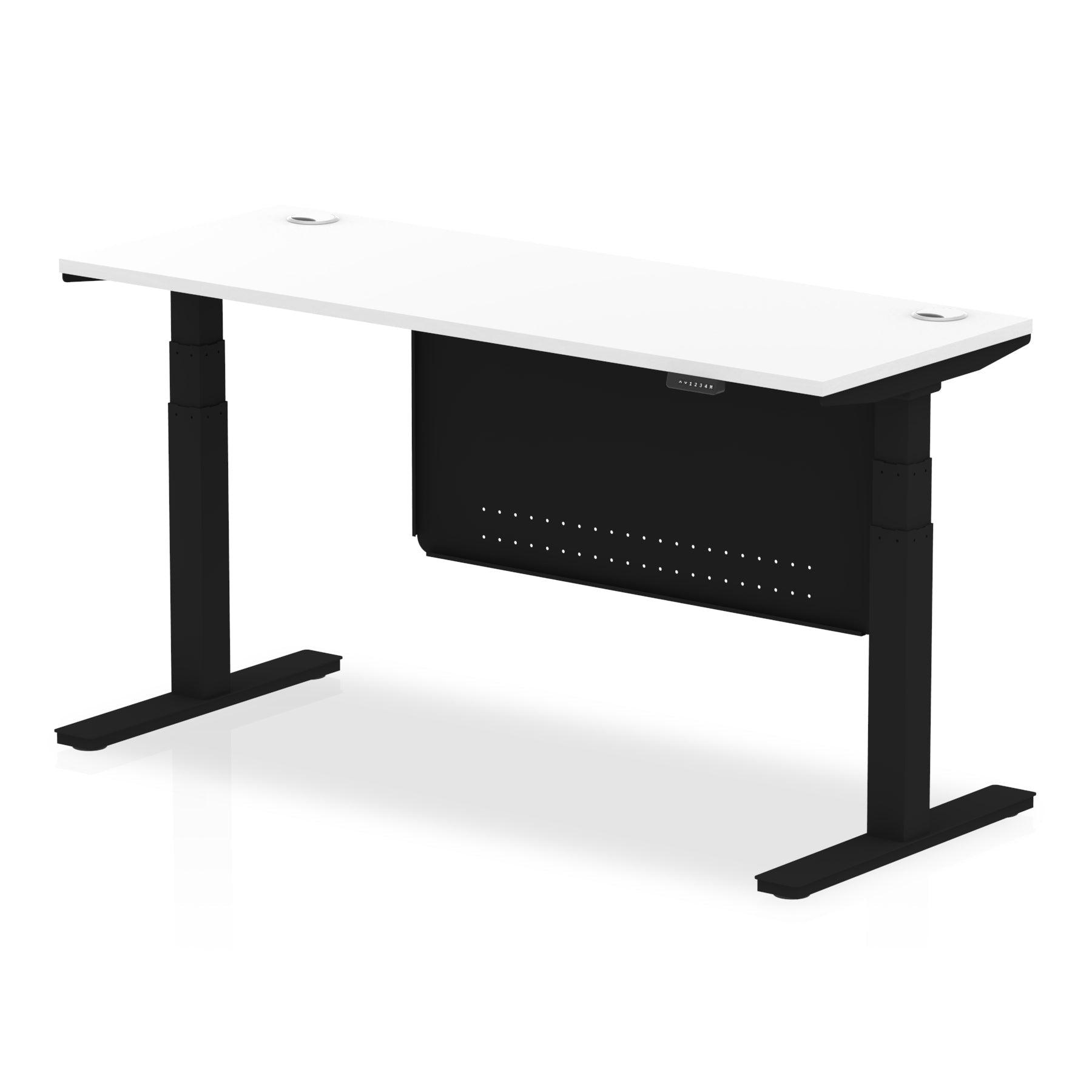 Air Height Adjustable Slimline Desk with Cable Ports with Steel Modesty Panel